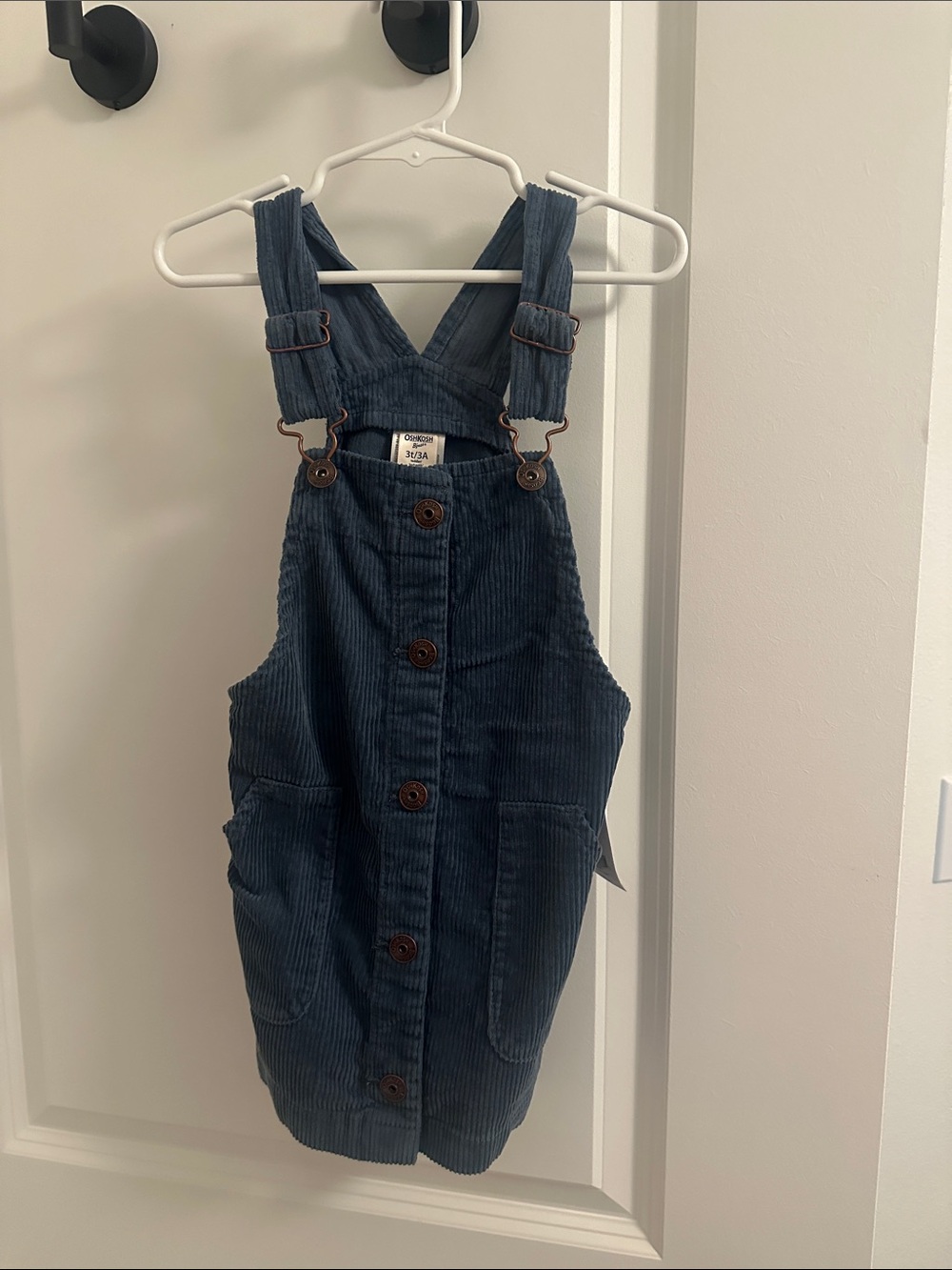 OshKosh B'gosh Dark Blue Corduroy Button-Front Overall Dress